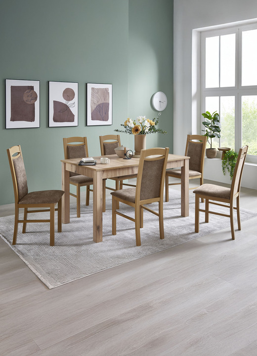 Stühle & Sitzbänke - Zeitlose Esszimmermöbel, in Farbe EICHE SONOMA-BEIGE, in Ausführung Essgruppe, 5-teilig Ansicht 2
