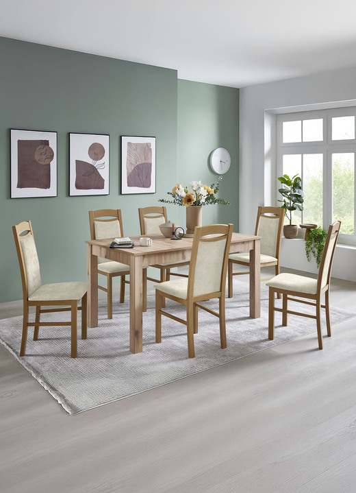 Stühle & Sitzbänke - Zeitlose Esszimmermöbel, in Farbe EICHE SONOMA-BEIGE, in Ausführung Essgruppe, 5-teilig Ansicht 7