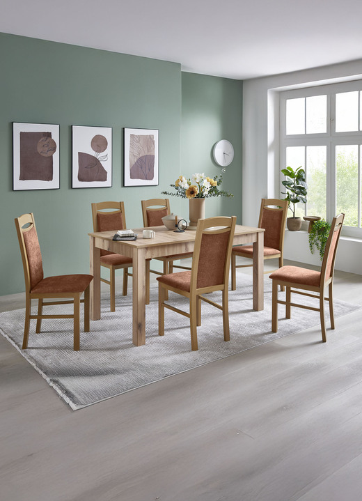 Stühle & Sitzbänke - Zeitlose Esszimmermöbel, in Farbe EICHE SONOMA-BEIGE, in Ausführung Essgruppe, 5-teilig Ansicht 5