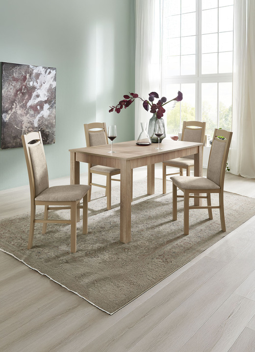 Stühle & Sitzbänke - Zeitlose Esszimmermöbel, in Farbe EICHE SONOMA-BEIGE, in Ausführung Essgruppe, 5-teilig Ansicht 1