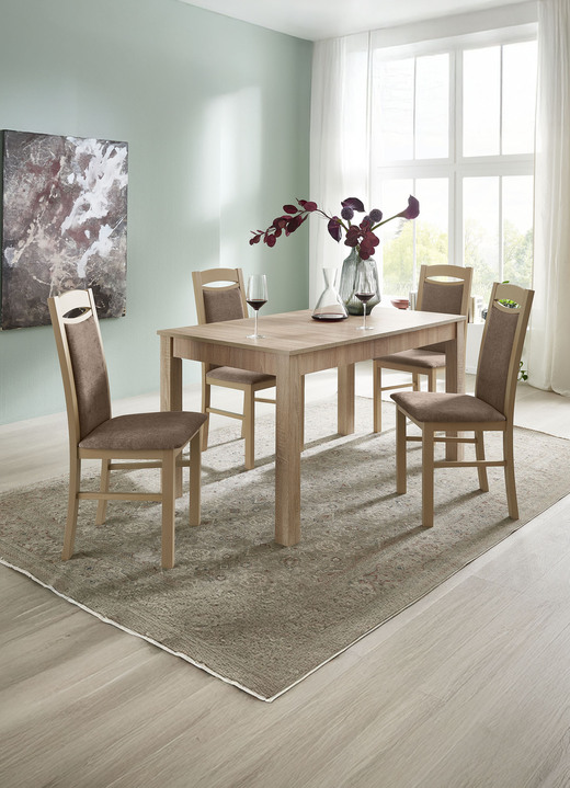 Stühle & Sitzbänke - Zeitlose Esszimmermöbel, in Farbe EICHE SONOMA-BEIGE, in Ausführung Essgruppe, 5-teilig Ansicht 3