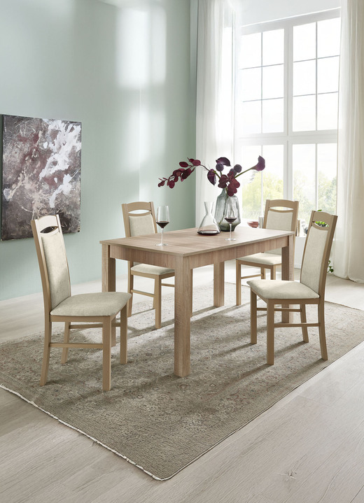 Stühle & Sitzbänke - Zeitlose Esszimmermöbel, in Farbe EICHE SONOMA-BEIGE, in Ausführung Essgruppe, 5-teilig Ansicht 8
