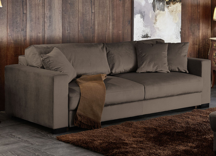 Schlafsofas - Schlafsofa mit bequemer Schaumstoffpolsterung, in Farbe BRAUN, in Ausführung Ohne Hocker Ansicht 1