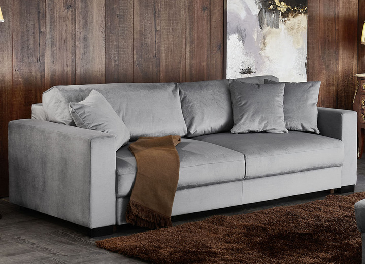 Schlafsofas - Schlafsofa mit bequemer Schaumstoffpolsterung, in Farbe GRAU, in Ausführung mit Hocker Ansicht 3