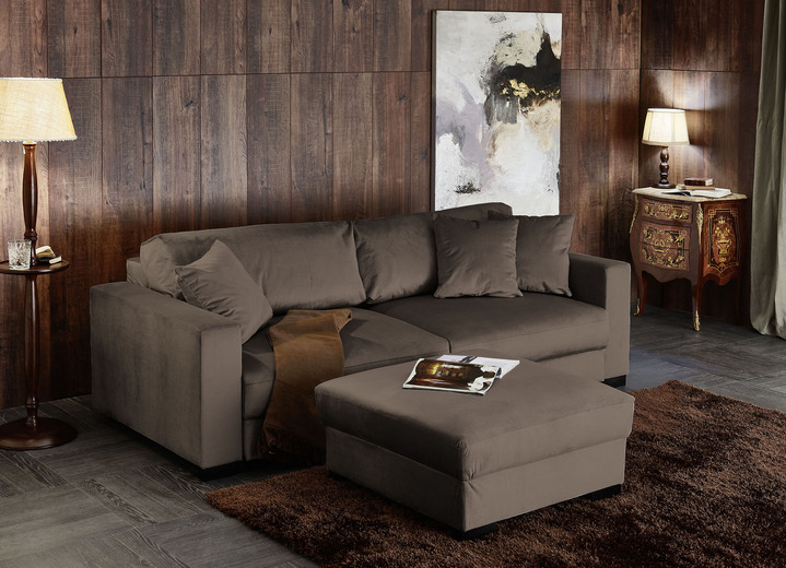 Schlafsofas - Schlafsofa mit bequemer Schaumstoffpolsterung, in Farbe GRAU, in Ausführung mit Hocker Ansicht 13