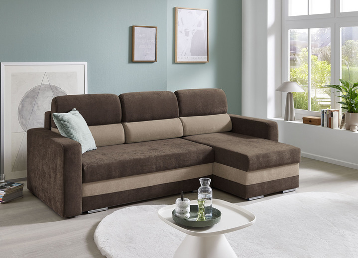 Polsterecken - Komfortable Polsterecke mit Bettfunktion, in Farbe BRAUN-BEIGE Ansicht 1