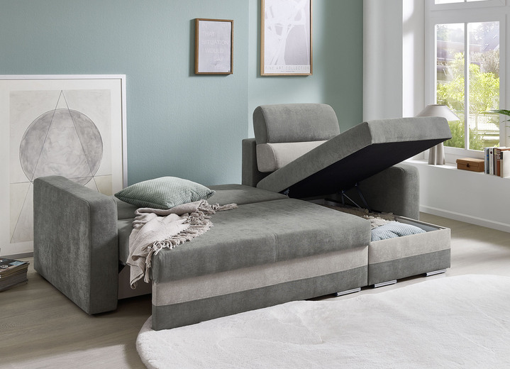 Polsterecken - Komfortable Polsterecke mit Bettfunktion, in Farbe GRAU-HELLGRAU Ansicht 4