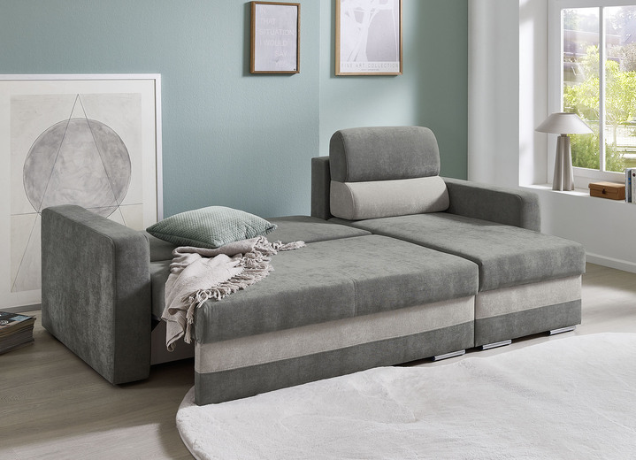 Polsterecken - Komfortable Polsterecke mit Bettfunktion, in Farbe GRAU-HELLGRAU Ansicht 5