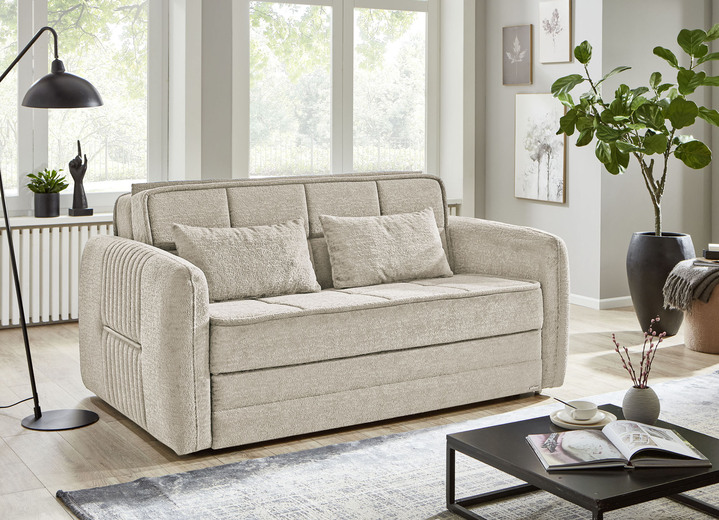 Schlafsofas - Schlafsofa mit Bettkasten, in Farbe CREME Ansicht 1