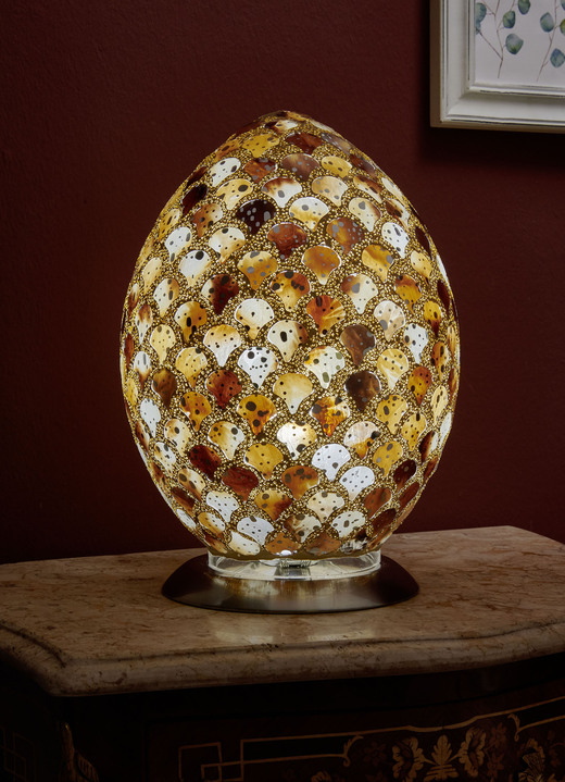 Tischleuchten - Tischleuchte in Eiform mit Mosaik-Effekt, in Farbe BEIGE