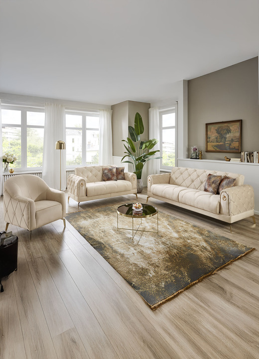 Polstergruppen - Polstermöbel, in Farbe CREME, in Ausführung Polstergruppe, 2-teilig Ansicht 1
