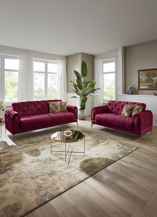Polstergruppen - Polstermöbel, in Farbe BORDEAUX, in Ausführung Zweisitzer mit Bettfunktion