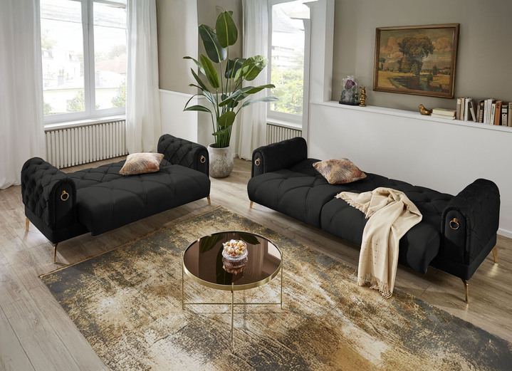 Polstergruppen - Polstermöbel, in Farbe BORDEAUX, in Ausführung Zweisitzer mit Bettfunktion Ansicht 5