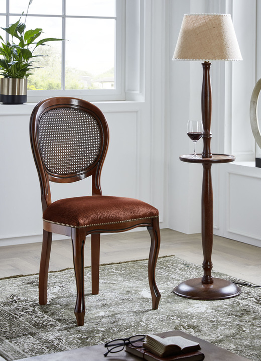 Stilmöbel - Italienische Sitzmöbel auf massivem Buchengestell, in Farbe NUSSBAUM-BRAUN, in Ausführung Hocker Ansicht 6