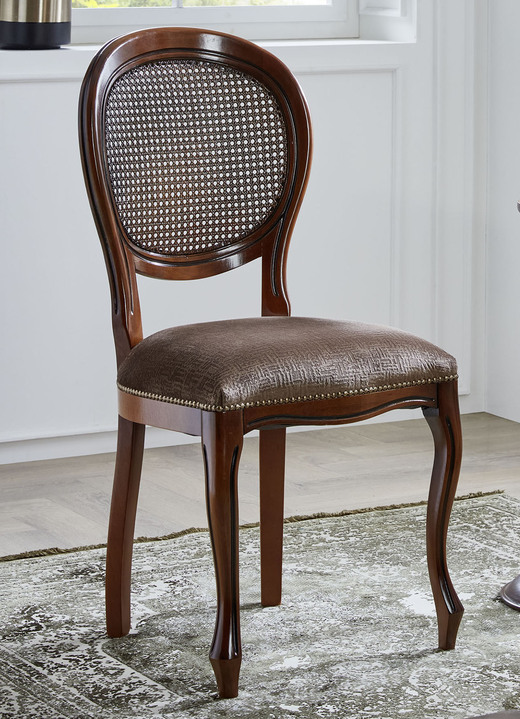 Stilmöbel - Italienische Sitzmöbel auf massivem Buchengestell, in Farbe NUSSBAUM-BRAUN, in Ausführung Hocker Ansicht 4