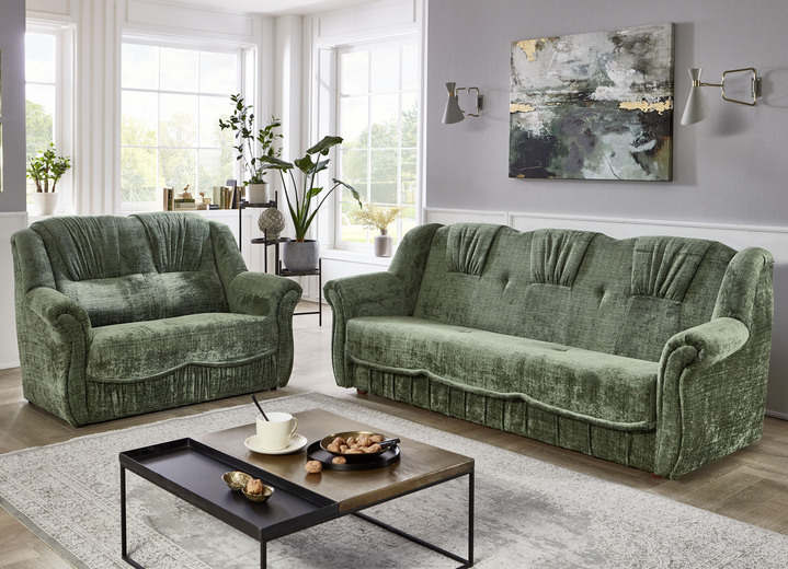 Polstergruppen - Bequeme Polstermöbel, in Farbe GRÜN, in Ausführung Dreisitzer mit Bettfunktion Ansicht 2