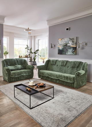 Polstergruppen - Bequeme Polstermöbel, in Farbe GRÜN, in Ausführung Dreisitzer mit Bettfunktion – Farbe GRÜN – Ansicht 