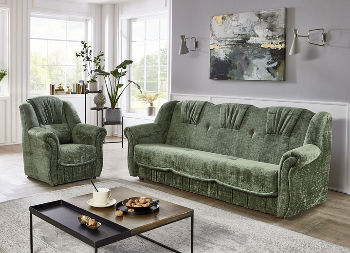 Polstergruppen - Bequeme Polstermöbel, in Farbe GRÜN, in Ausführung Dreisitzer mit Bettfunktion Ansicht 6