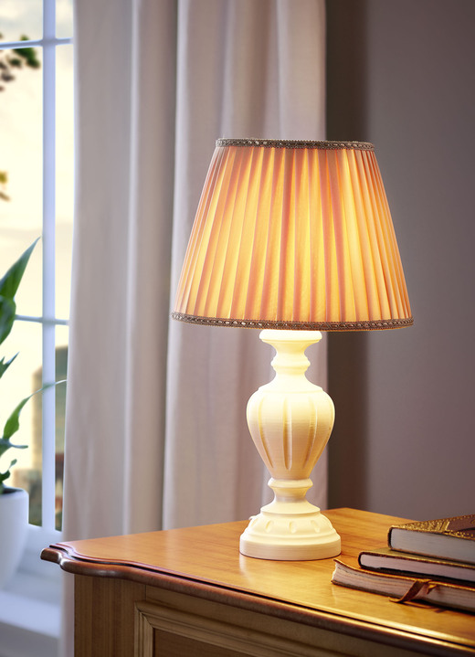 Tischleuchten - Tischleuchte mit Stoff-Lampenschirm, in Farbe CREME-BRAUN