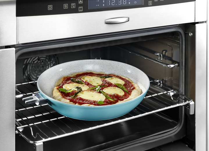 Töpfe & Pfannen - Pfannen-Set mit abnehmbaren Silikongriffe, in Farbe WEISS-MINT Ansicht 2