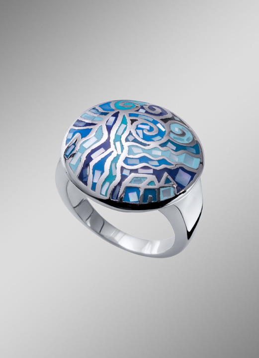 Ringe - Moderner Damenring mit Mosaikmuster, in Größe 170 bis 200, in Farbe  Ansicht 1