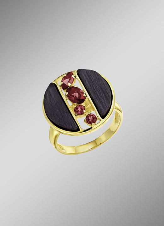 Ringe - Damenring mit echt Rhodolith und Schiefer, in Größe 160 bis 220, in Farbe  Ansicht 1
