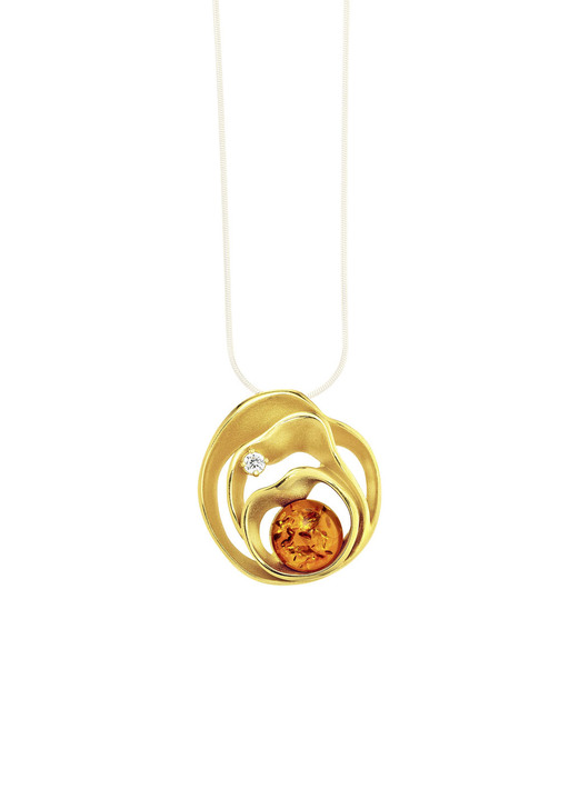 Anhänger - Begeisternder Anhänger mit Bernstein und synth. Zirkonia, in Farbe  Ansicht 3