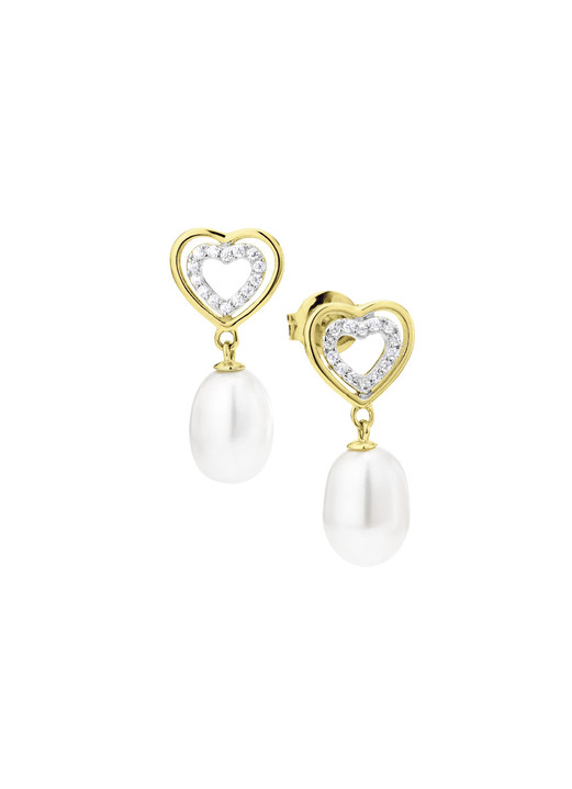 Ohrschmuck - Ohrstecker mit Süßwasser-Zuchtperlen und synth. Zirkonia, in Farbe  Ansicht 2