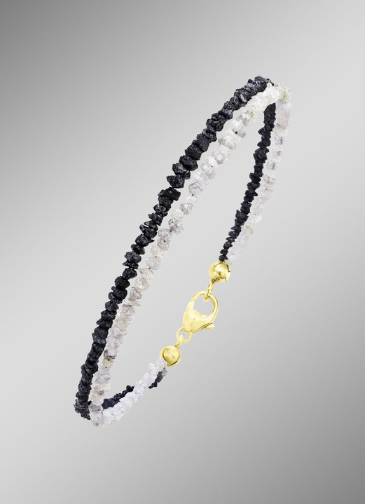 Armbänder - Raffiniertes Armband mit Roh-Diamanten in Hell- und Dunkelgrau, in Farbe  Ansicht 1