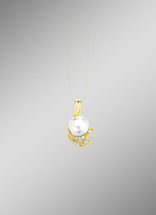 Anhänger - Eleganter Anhänger mit Süßwasser-Zuchtperle und synth. Zirkonia, in Farbe  Ansicht 1