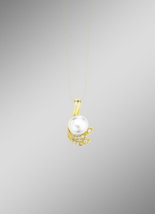Eleganter Anhänger mit Süßwasser-Zuchtperle und synth. Zirkonia