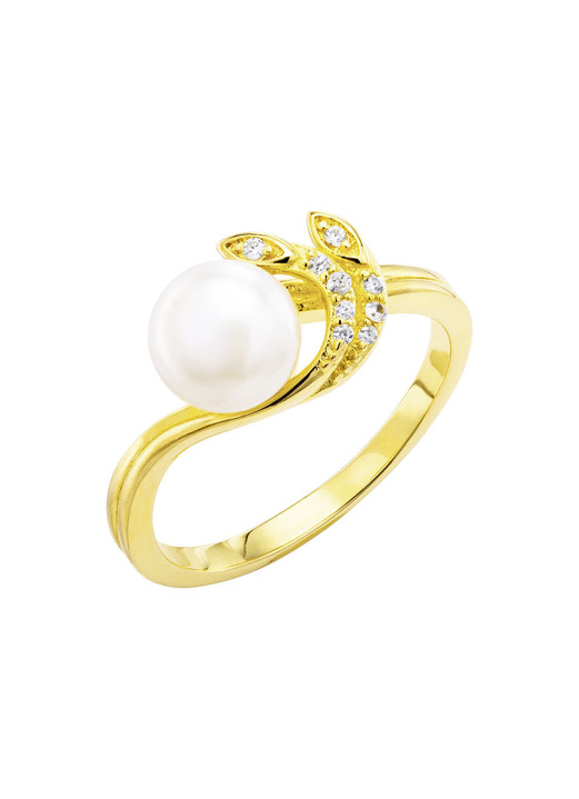 Ringe - Edler Damenring mit Süßwasser-Zuchtperle und synth. Zirkonia, in Größe 160 bis 220, in Farbe  Ansicht 2
