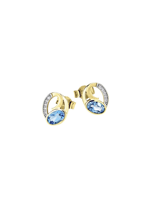 Ohrschmuck - Ohrstecker mit Blautopas und Zirkonia Ansicht 2 Ohrschmuck - Ohrstecker mit Blautopas und Zirkonia, in Farbe  Ansicht 2