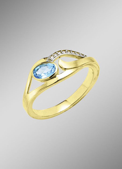 Ringe - Damenring mit Blautopas und Zirkonia , in Größe 160 bis 220, in Farbe  Ansicht 1