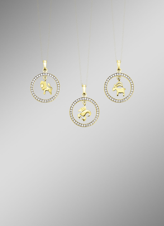 Anhänger - Sternzeichen-Anhänger aus Gold mit Zirkonia, in Farbe  Ansicht 1