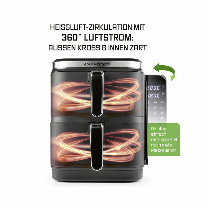 Heißluftfritteusen - Digitale Doppelkammer-Heißluftfritteuse „FryUP“, in Farbe GRAU Ansicht 7