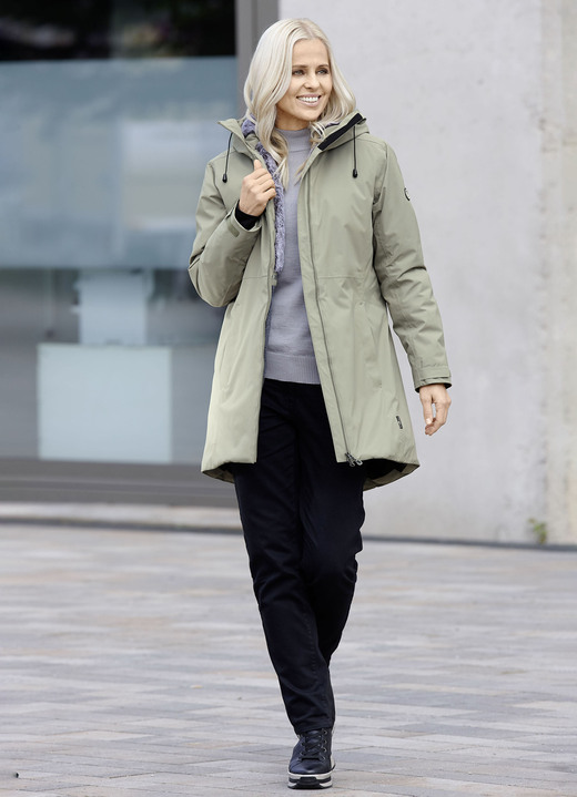 Wintermäntel - Kurzmantel mit fester Kapuze, in Größe 036 bis 054, in Farbe KHAKI Ansicht 2