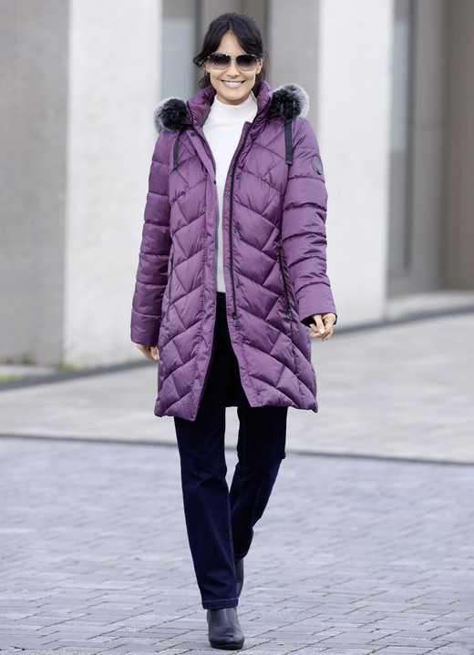 Wintermäntel - Kurzmantel mit abnehmbarem Kunstpelz-Besatz, in Größe 036 bis 054, in Farbe NAVY Ansicht 5