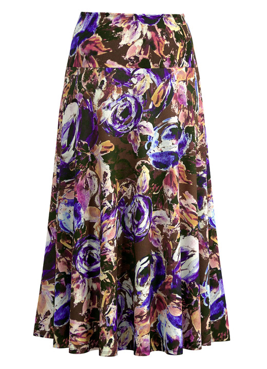 Gemustert - Rock in leichter Tellerform, in Größe 018 bis 054, in Farbe BRAUN-BUNT Ansicht 3