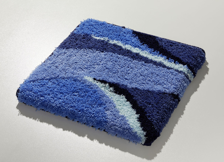 Badgarnituren - Badgarnitur mit rutschhemmend beschichteter Rückseite, in Größe 100 (Vorleger halbrund, 50/ 80 cm) bis 112 (WC-Deckelbezug, 47/ 50 cm), in Farbe BLAU Ansicht 9