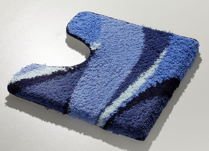 Badgarnituren - Badgarnitur mit rutschhemmend beschichteter Rückseite, in Größe 100 (Vorleger halbrund, 50/ 80 cm) bis 112 (WC-Deckelbezug, 47/ 50 cm), in Farbe BLAU Ansicht 8