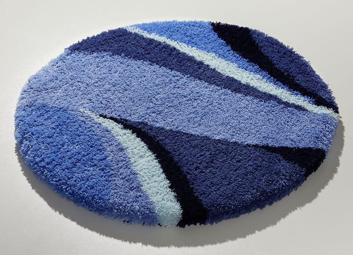 Badgarnituren - Badgarnitur mit rutschhemmend beschichteter Rückseite, in Größe 100 (Vorleger halbrund, 50/ 80 cm) bis 112 (WC-Deckelbezug, 47/ 50 cm), in Farbe BLAU Ansicht 7