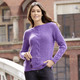 Basics - Pullover mit Karree-Ausschnitt, in Größe L(44/46) bis XXL(52/54), in Farbe LILA MELIERT – Farbe LILA MELIERT – Ansicht 4