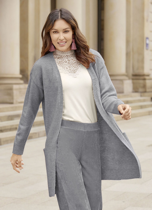 Basics - Long-Strickjacke mit eingesetzten Taschen Ansicht 6 Basics - Long-Strickjacke mit eingesetzten Taschen, in Größe 036 bis 052, in Farbe ROSÉ MELIERT Ansicht 6
