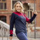 Laura Kent - Pullover mit floralen Jacquardakzenten – Farbe MARINE-ROT – Ansicht 2 Laura Kent - Pullover mit floralen Jacquardakzenten, in Größe 038 bis 054, in Farbe MARINE-ROT – Farbe MARINE-ROT – Ansicht 2
