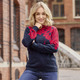 Laura Kent - Pullover mit floralen Jacquardakzenten – Farbe MARINE-ROT – Ansicht 1 Laura Kent - Pullover mit floralen Jacquardakzenten, in Größe 038 bis 054, in Farbe MARINE-ROT – Farbe MARINE-ROT – Ansicht 1