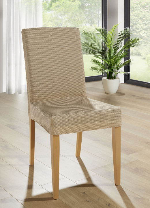 Sessel- & Sofaüberwürfe - Stretchbezüge mit Fleckschutz, in Größe 101 (Sesselbezug) bis 106 (Stuhlbezug), in Farbe BEIGE Ansicht 1