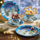 Weihnachten - Festliches Weihnachtsgedeck-Set aus Porzellan – Farbe BLAU Weihnachten - Festliches Weihnachtsgedeck-Set aus Porzellan, in Farbe BLAU, in Ausführung Gedeck-Set, 3-teilig