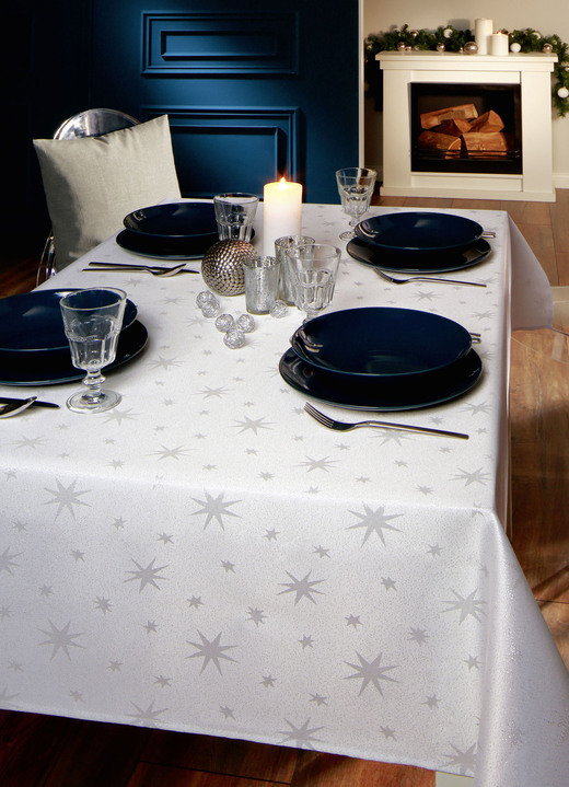 Tischdecken - Tischdekoration mit Fleckschutz und Glitzergarn, in Größe 105 (Läufer, 40/150 cm) bis 140 (Tischdecke, 140/220 cm), in Farbe ROT-SILBER Ansicht 3