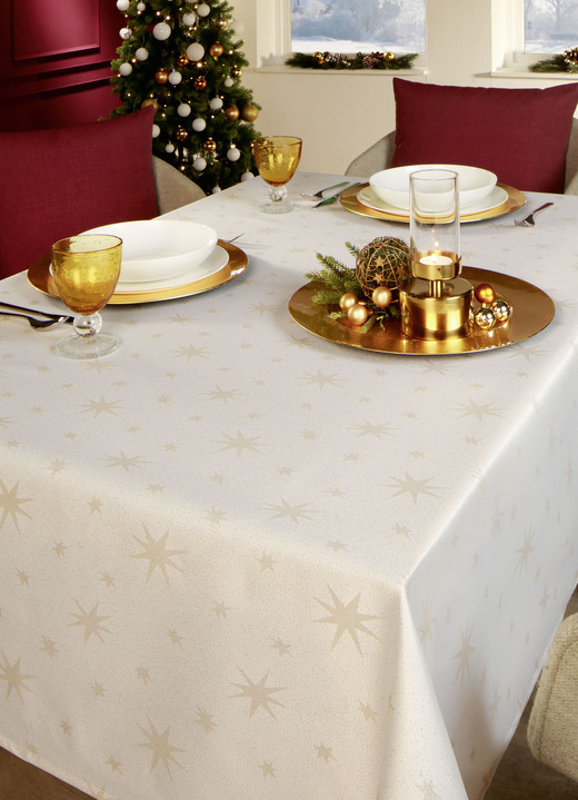 Tischdecken - Tischdekoration mit Fleckschutz und Glitzergarn, in Größe 105 (Läufer, 40/150 cm) bis 140 (Tischdecke, 140/220 cm), in Farbe ROT-SILBER Ansicht 7
